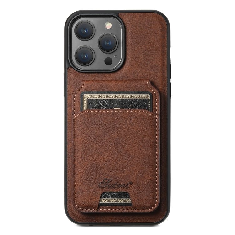 Suteni H17 Litchi Texture Leather MagSafe Detachable Wallet Phone Case, For iPhone 15, For iPhone 14 Plus, For iPhone 14, For iPhone 14 Pro, For iPhone 14 Pro Max, For iPhone 13 Pro Max, For iPhone 13 Pro, For iPhone 13