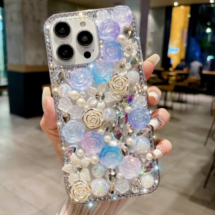 Rose Hand-set Pearl Diamond PC Phone Case, For iPhone 16e, For iPhone 16 Pro Max, For iPhone 16 Pro, For iPhone 16 Plus, For iPhone 16, For iPhone 15 Pro Max, For iPhone 15 Pro, For iPhone 15 Plus