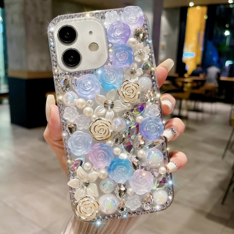 Rose Hand-set Pearl Diamond PC Phone Case, For iPhone 15, For iPhone 14 Plus, For iPhone 14, For iPhone 14 Pro, For iPhone 14 Pro Max, For iPhone 13 Pro Max, For iPhone 13 Pro, For iPhone 13