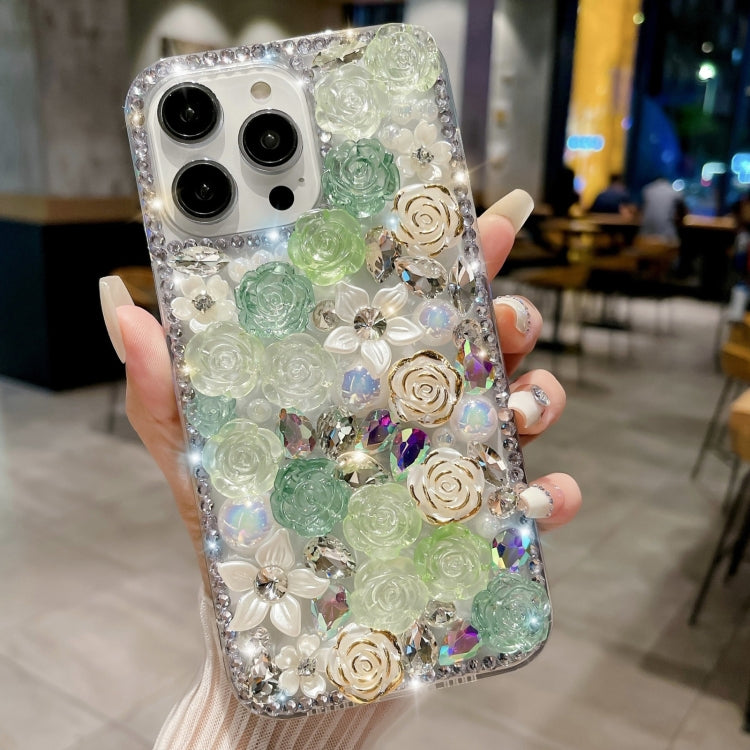 Rose Hand-set Pearl Diamond PC Phone Case, For iPhone 15, For iPhone 14 Plus, For iPhone 14, For iPhone 14 Pro, For iPhone 14 Pro Max, For iPhone 13 Pro Max, For iPhone 13 Pro, For iPhone 13