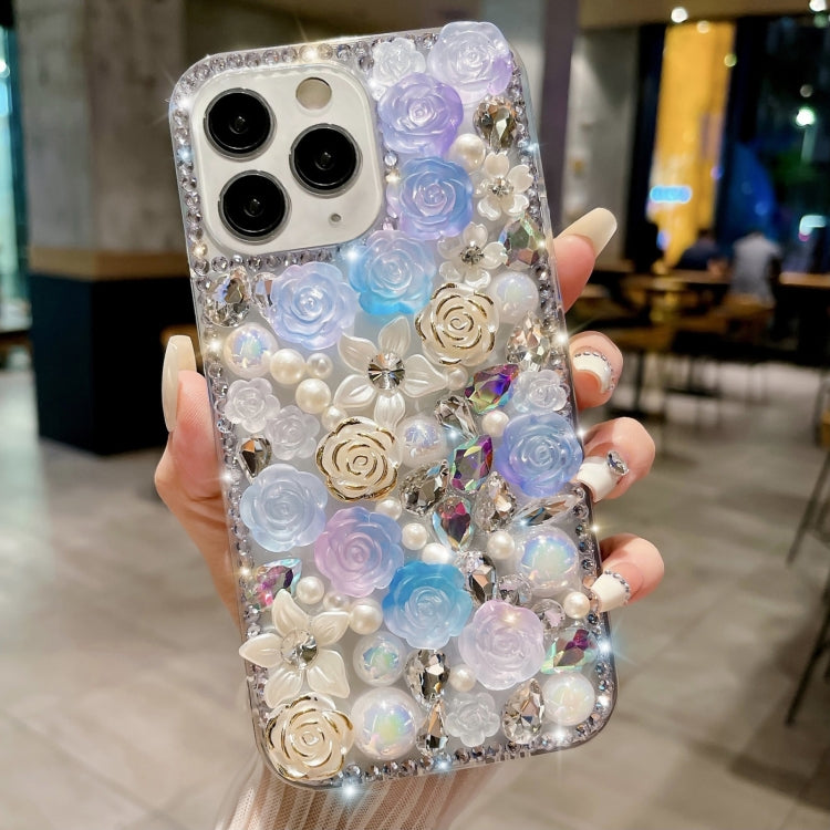 Rose Hand-set Pearl Diamond PC Phone Case, For iPhone 13 mini, For iPhone 12, For iPhone 12 Pro Max, For iPhone 12 Pro, For iPhone 12 mini, For iPhone 11 Pro Max, For iPhone 11, For iPhone 11 Pro