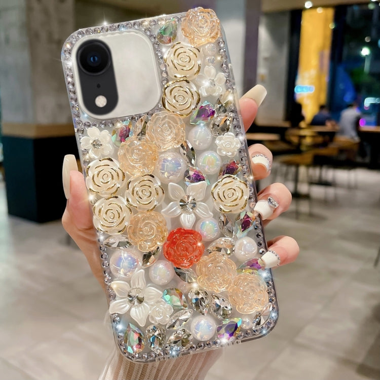 Rose Hand-set Pearl Diamond PC Phone Case, For iPhone XR, For iPhone XS Max, For iPhone X / XS, For iPhone 7 Plus / 8 Plus, For iPhone 7 / 8