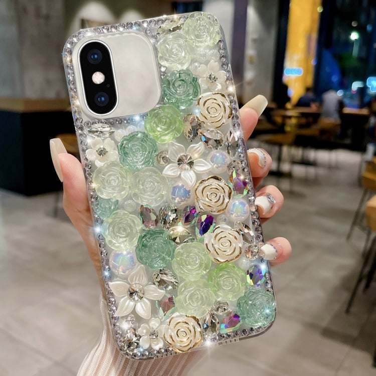 Rose Hand-set Pearl Diamond PC Phone Case, For iPhone XR, For iPhone XS Max, For iPhone X / XS, For iPhone 7 Plus / 8 Plus, For iPhone 7 / 8