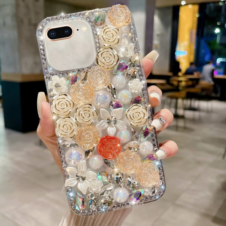 Rose Hand-set Pearl Diamond PC Phone Case, For iPhone XR, For iPhone XS Max, For iPhone X / XS, For iPhone 7 Plus / 8 Plus, For iPhone 7 / 8