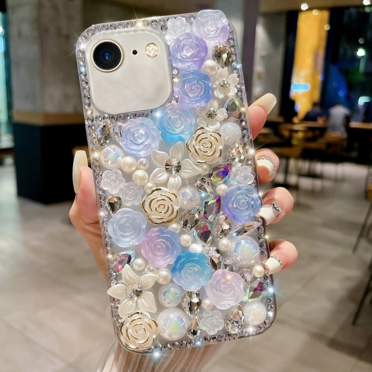 Rose Hand-set Pearl Diamond PC Phone Case, For iPhone XR, For iPhone XS Max, For iPhone X / XS, For iPhone 7 Plus / 8 Plus, For iPhone 7 / 8