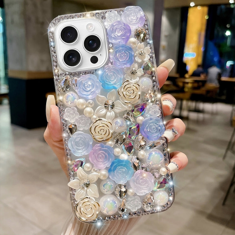 Rose Hand-set Pearl Diamond PC Phone Case, For iPhone 16e, For iPhone 16 Pro Max, For iPhone 16 Pro, For iPhone 16 Plus, For iPhone 16, For iPhone 15 Pro Max, For iPhone 15 Pro, For iPhone 15 Plus