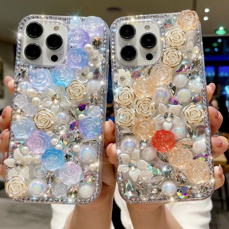 Rose Hand-set Pearl Diamond PC Phone Case, For iPhone 13 mini, For iPhone 12, For iPhone 12 Pro Max, For iPhone 12 Pro, For iPhone 12 mini, For iPhone 11 Pro Max, For iPhone 11, For iPhone 11 Pro