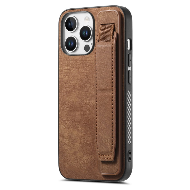 Retro Wristband Holder Leather Back Phone Case, For iPhone 16 Pro Max, For iPhone 16 Pro, For iPhone 16 Plus, For iPhone 16, iPhone 16e