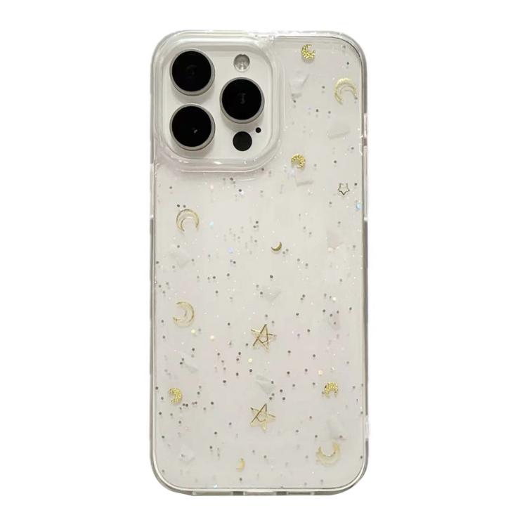 Moon Star Shell Glitter Epoxy TPU Phone Case, For iPhone 16 Pro Max, For iPhone 16 Pro, For iPhone 16 Plus, For iPhone 16, For iPhone 15 Pro Max, For iPhone 15 Pro, For iPhone 15 Plus, For iPhone 15