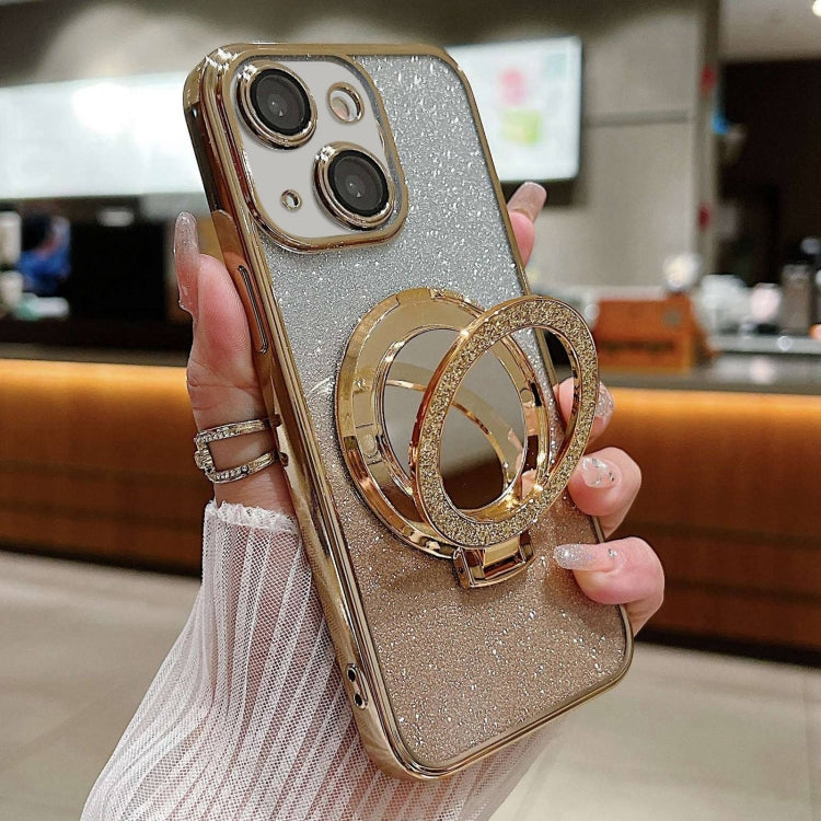 Plated Mirror Holder Gradient Glitter MagSafe Phone Case, For iPhone 15 Pro Max, For iPhone 15 Pro, For iPhone 15 Plus, For iPhone 15