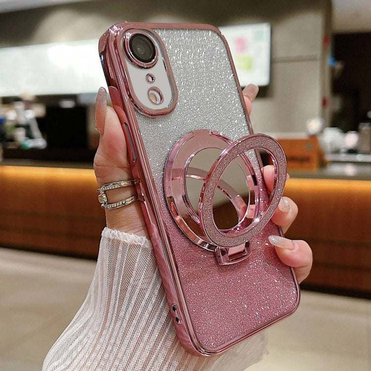 Plated Mirror Holder Gradient Glitter MagSafe Phone Case, For iPhone 11 Pro Max, For iPhone  11, For iPhone 11 Pro, For iPhone XR