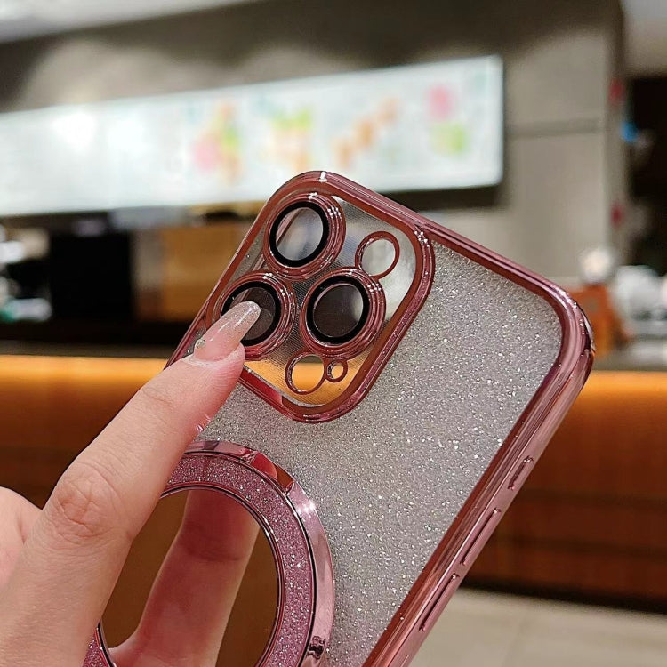 Plated Mirror Holder Gradient Glitter MagSafe Phone Case, For iPhone 14 Plus, For iPhone 14, For iPhone 14 Pro, For iPhone 14 Pro Max