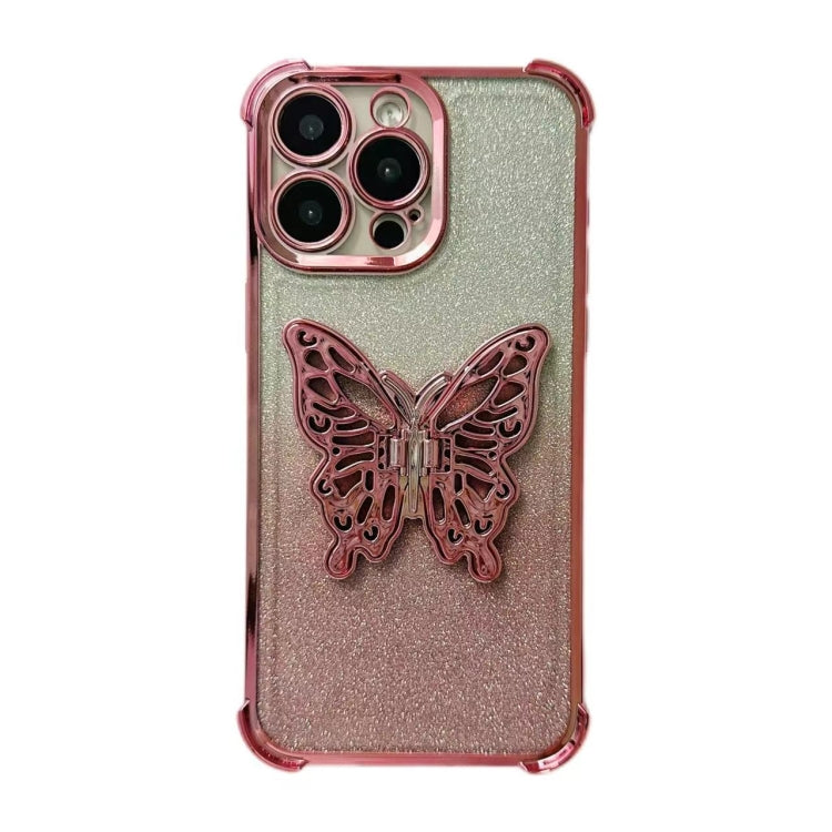 Electroplated Glitter 3D Butterfly Four-corner Shockproof TPU Phone Case, For iPhone X / XS, For iPhone 7 Plus / 8 Plus