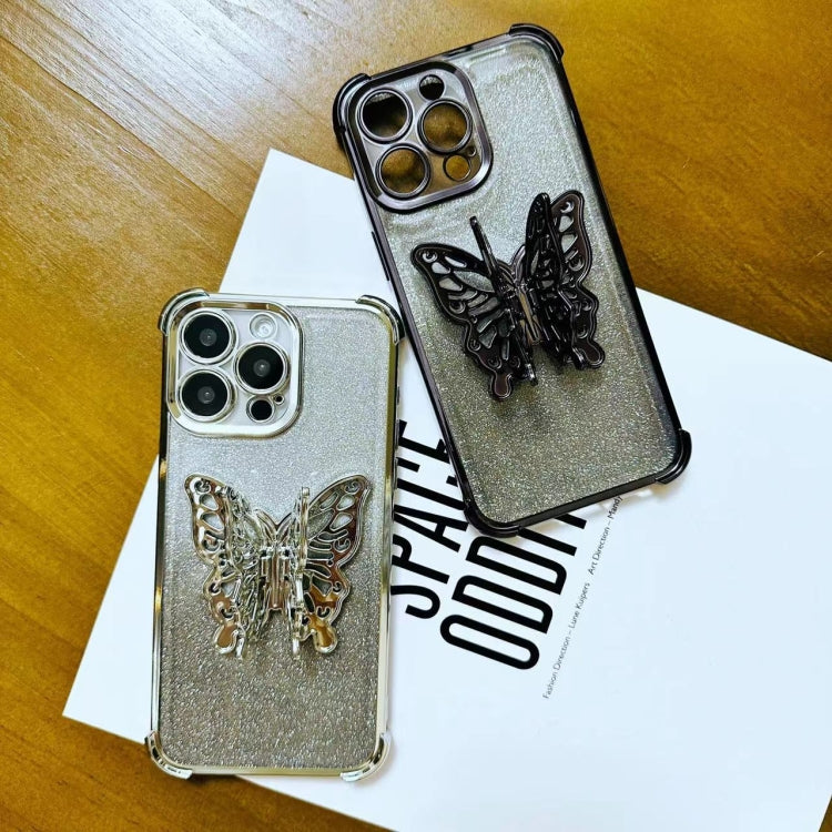 Electroplated Glitter 3D Butterfly Four-corner Shockproof TPU Phone Case, For iPhone X / XS, For iPhone 7 Plus / 8 Plus