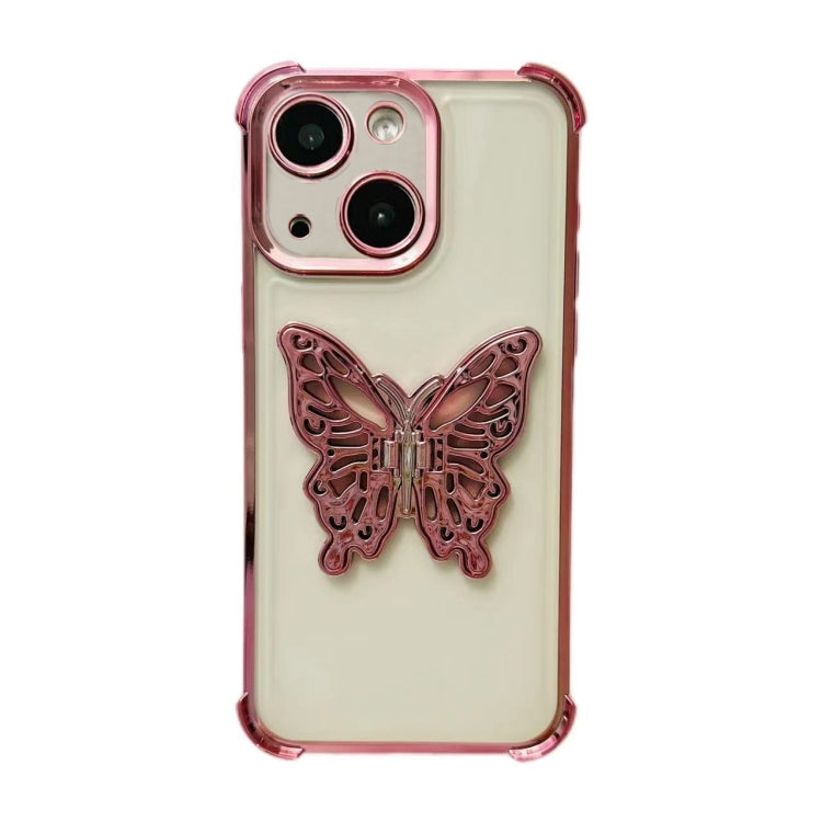 Electrpolated 3D Butterfly Holder TPU Phone Case, For iPhone 15 Plus, For iPhone 15, For iPhone 14 Plus, For iPhone 14, For iPhone 14 Pro, For iPhone 14 Pro Max