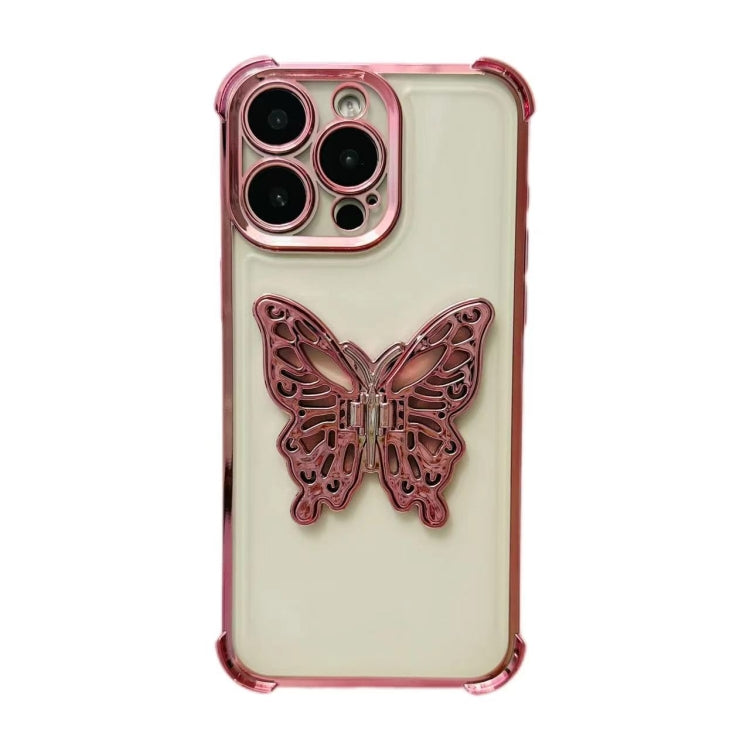 Electrpolated 3D Butterfly Holder TPU Phone Case, For iPhone 15 Plus, For iPhone 15, For iPhone 14 Plus, For iPhone 14, For iPhone 14 Pro, For iPhone 14 Pro Max