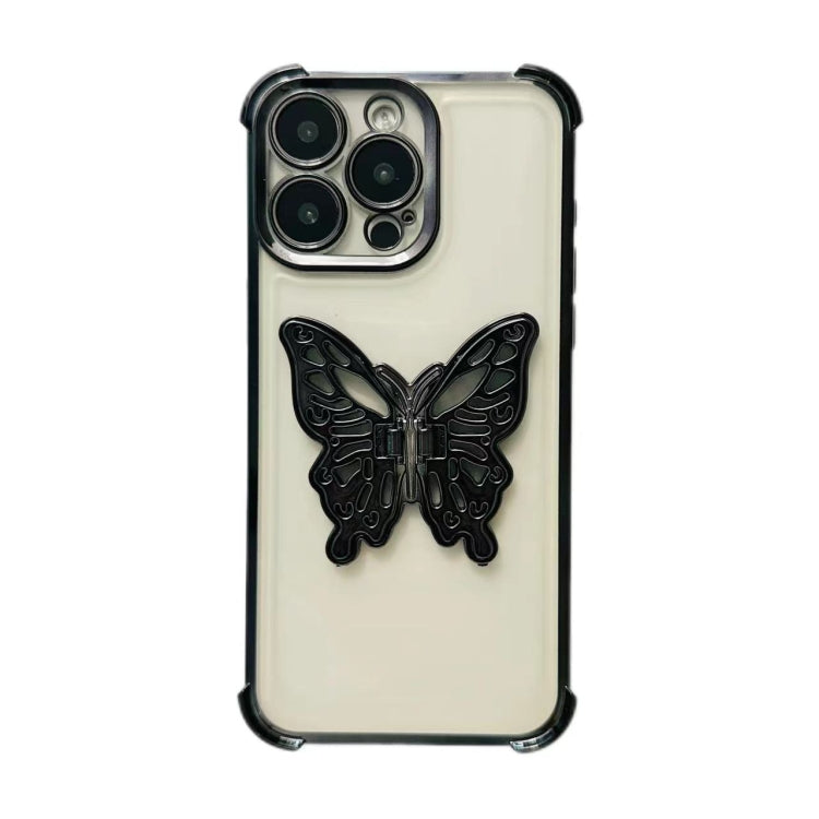 Electrpolated 3D Butterfly Holder TPU Phone Case, For iPhone 13 Pro Max, For iPhone 13 Pro, For iPhone 13, For iPhone 12, For iPhone 12 Pro Max, For iPhone 12 Pro