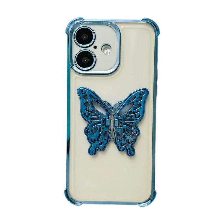 Electrpolated 3D Butterfly Holder TPU Phone Case, For iPhone 16 Pro Max, For iPhone 16 Pro, For iPhone 16 Plus, For iPhone 16, For iPhone 15 Pro Max, For iPhone 15 Pro