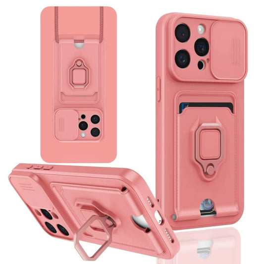 Sliding Camshield Magnetic Card Holder Silicone Phone Case, For iPhone 15 Pro, For iPhone 15 Plus, For iPhone 15, For iPhone 14 Plus, For iPhone 14