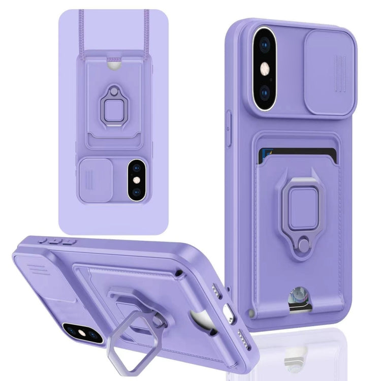 Sliding Camshield Magnetic Card Holder Silicone Phone Case, For iPhone 11 Pro, For iPhone XR, For iPhone XS Max, For iPhone X / XSS, For iPhone 7 / 8 / SE 2022