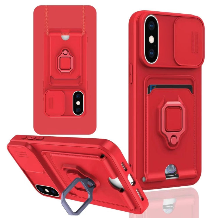 Sliding Camshield Magnetic Card Holder Silicone Phone Case, For iPhone 11 Pro, For iPhone XR, For iPhone XS Max, For iPhone X / XSS, For iPhone 7 / 8 / SE 2022