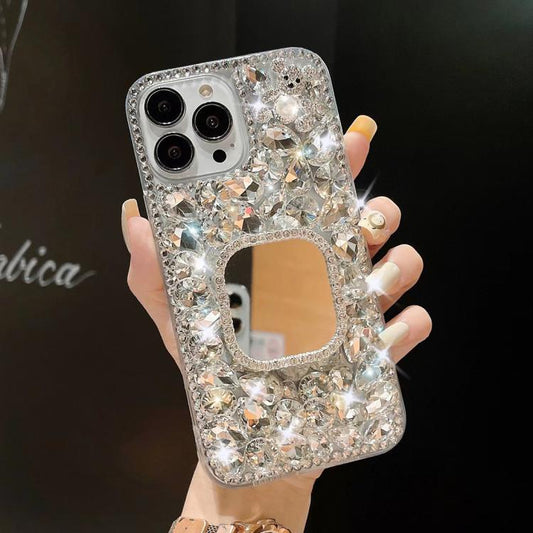 Mirror Handmade Bling Rhinestone PC Phone Case, For iPhone 16e, For iPhone 16 Pro Max, For iPhone 16 Pro, For iPhone 16 Plus, For iPhone 16, For iPhone 15 Pro Max, For iPhone 15 Pro, For iPhone 15 Plus