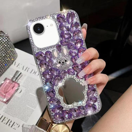 Diamond Mirror Rabbit Handmade PC Phone Case, For iPhone 16e, For iPhone 16 Pro Max, For iPhone 16 Pro, For iPhone 16 Plus, For iPhone 16, For iPhone 15 Pro Max, For iPhone 15 Pro, For iPhone 15 Plus, For iPhone 15, For iPhone 14 Plus