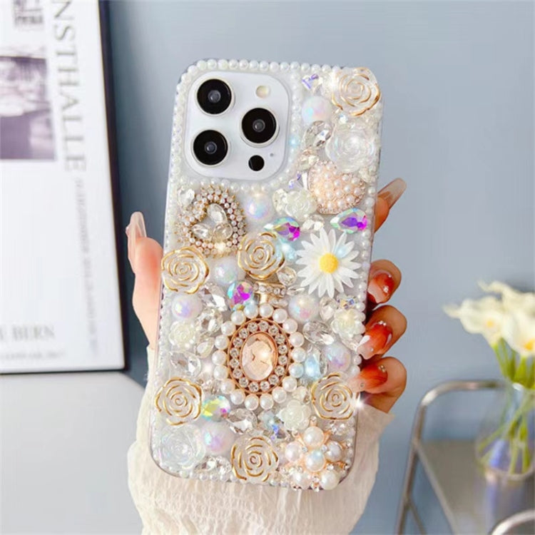 Diamond Inlaid Rose PC Phone Case, For iPhone 16e, For iPhone 16 Pro Max, For iPhone 16 Pro, For iPhone 16 Plus, For iPhone 16, For iPhone 15 Pro Max, For iPhone 15 Pro, For iPhone 15 Plus