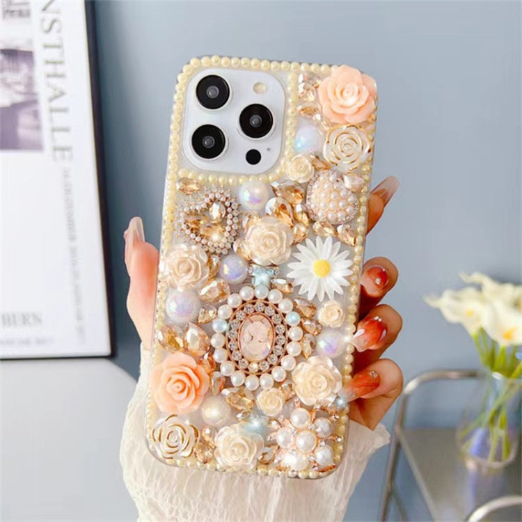 Diamond Inlaid Rose PC Phone Case, For iPhone 16e, For iPhone 16 Pro Max, For iPhone 16 Pro, For iPhone 16 Plus, For iPhone 16, For iPhone 15 Pro Max, For iPhone 15 Pro, For iPhone 15 Plus