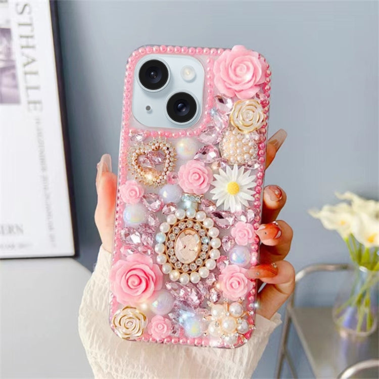 Diamond Inlaid Rose PC Phone Case, For iPhone 16e, For iPhone 16 Pro Max, For iPhone 16 Pro, For iPhone 16 Plus, For iPhone 16, For iPhone 15 Pro Max, For iPhone 15 Pro, For iPhone 15 Plus