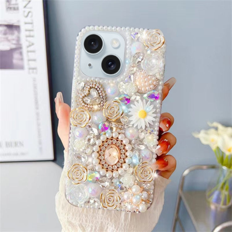 Diamond Inlaid Rose PC Phone Case, For iPhone 16e, For iPhone 16 Pro Max, For iPhone 16 Pro, For iPhone 16 Plus, For iPhone 16, For iPhone 15 Pro Max, For iPhone 15 Pro, For iPhone 15 Plus