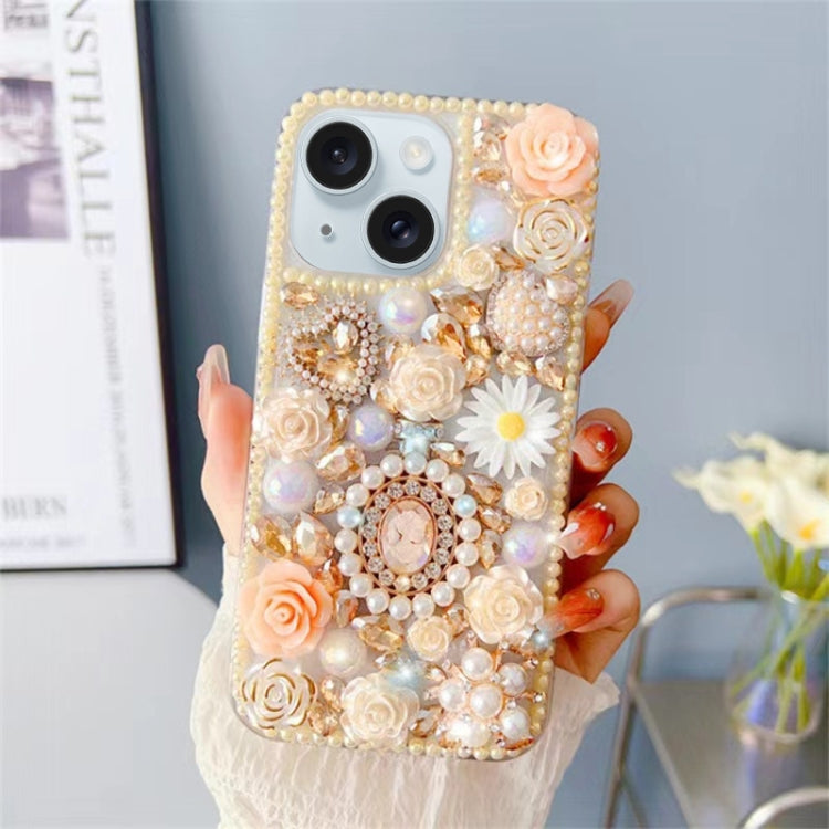 Diamond Inlaid Rose PC Phone Case, For iPhone 16e, For iPhone 16 Pro Max, For iPhone 16 Pro, For iPhone 16 Plus, For iPhone 16, For iPhone 15 Pro Max, For iPhone 15 Pro, For iPhone 15 Plus