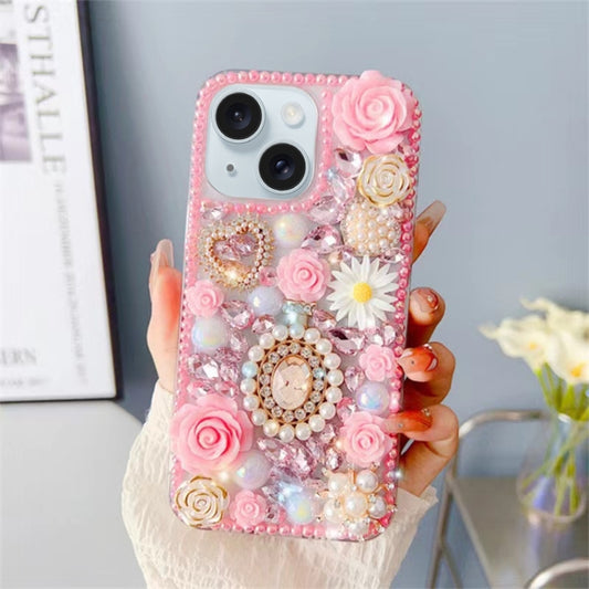 Diamond Inlaid Rose PC Phone Case, For iPhone 15, For iPhone 14 Plus, For iPhone 14, For iPhone 14 Pro, For iPhone 14 Pro Max, For iPhone 13 Pro Max, For iPhone 13 Pro, For iPhone 13