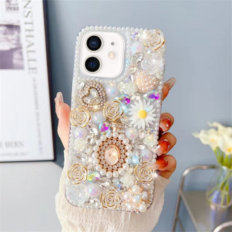 Diamond Inlaid Rose PC Phone Case, For iPhone 13 mini, For iPhone 12, For iPhone 12 Pro Max, For iPhone 12 Pro, For iPhone 12 mini, For iPhone 11 Pro Max, For iPhone 11, For iPhone 11 Pro