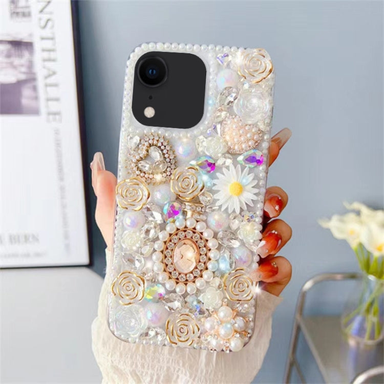 Diamond Inlaid Rose PC Phone Case, For iPhone XR, For iPhone XS Max, For iPhone 7 / 8, For iPhone X / XS, For iPhone 7 Plus / 8 Plus