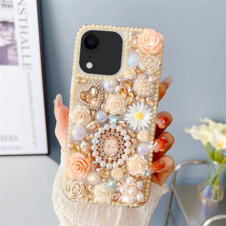 Diamond Inlaid Rose PC Phone Case, For iPhone XR, For iPhone XS Max, For iPhone 7 / 8, For iPhone X / XS, For iPhone 7 Plus / 8 Plus