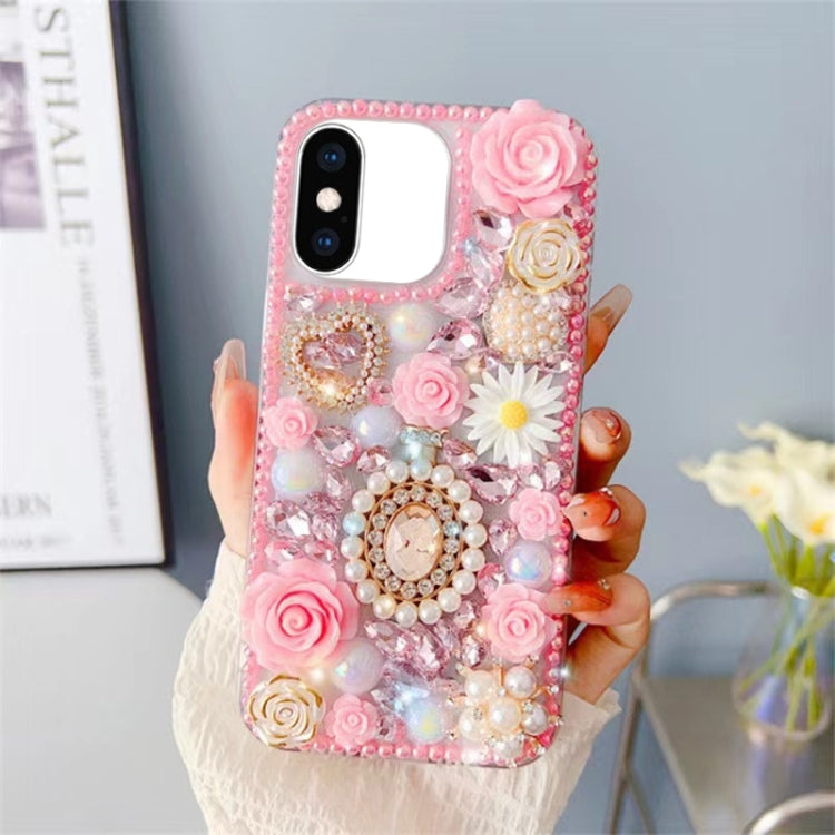 Diamond Inlaid Rose PC Phone Case, For iPhone XR, For iPhone XS Max, For iPhone 7 / 8, For iPhone X / XS, For iPhone 7 Plus / 8 Plus