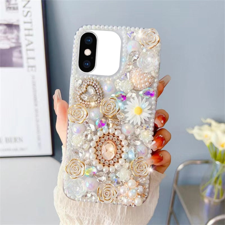 Diamond Inlaid Rose PC Phone Case, For iPhone XR, For iPhone XS Max, For iPhone 7 / 8, For iPhone X / XS, For iPhone 7 Plus / 8 Plus