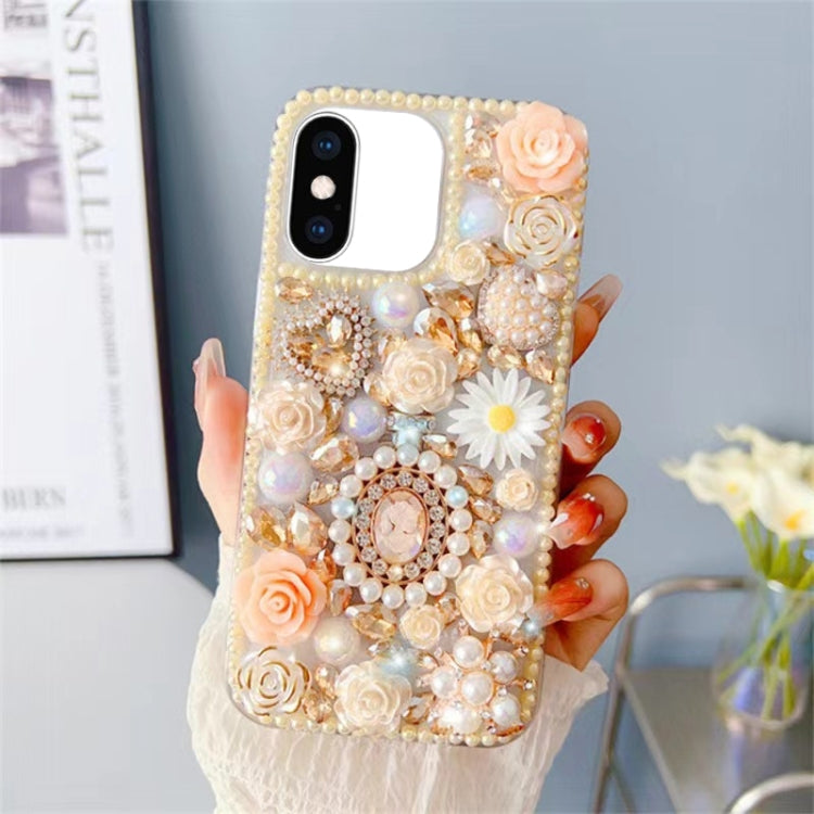 Diamond Inlaid Rose PC Phone Case, For iPhone XR, For iPhone XS Max, For iPhone 7 / 8, For iPhone X / XS, For iPhone 7 Plus / 8 Plus