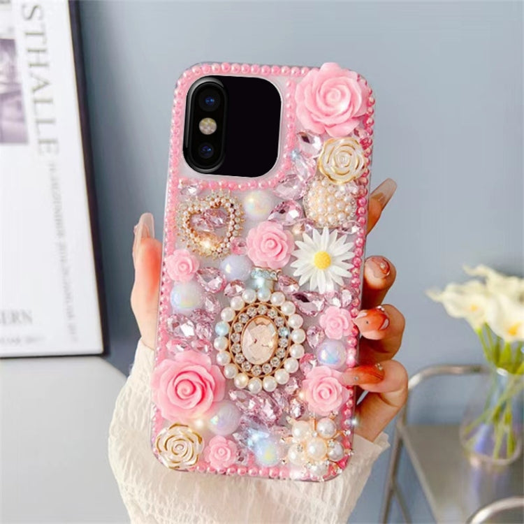 Diamond Inlaid Rose PC Phone Case, For iPhone XR, For iPhone XS Max, For iPhone 7 / 8, For iPhone X / XS, For iPhone 7 Plus / 8 Plus