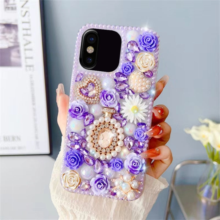 Diamond Inlaid Rose PC Phone Case, For iPhone XR, For iPhone XS Max, For iPhone 7 / 8, For iPhone X / XS, For iPhone 7 Plus / 8 Plus