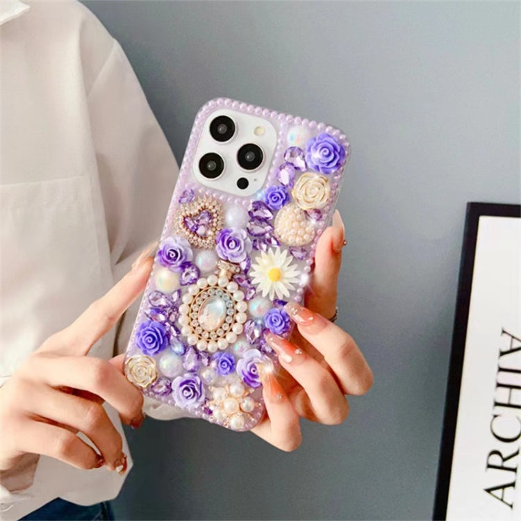 Diamond Inlaid Rose PC Phone Case, For iPhone 16e, For iPhone 16 Pro Max, For iPhone 16 Pro, For iPhone 16 Plus, For iPhone 16, For iPhone 15 Pro Max, For iPhone 15 Pro, For iPhone 15 Plus