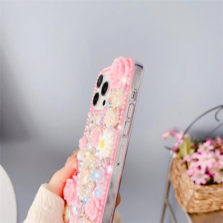 Diamond Inlaid Rose PC Phone Case, For iPhone 16e, For iPhone 16 Pro Max, For iPhone 16 Pro, For iPhone 16 Plus, For iPhone 16, For iPhone 15 Pro Max, For iPhone 15 Pro, For iPhone 15 Plus