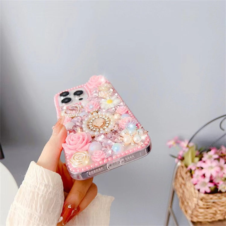 Diamond Inlaid Rose PC Phone Case, For iPhone XR, For iPhone XS Max, For iPhone 7 / 8, For iPhone X / XS, For iPhone 7 Plus / 8 Plus