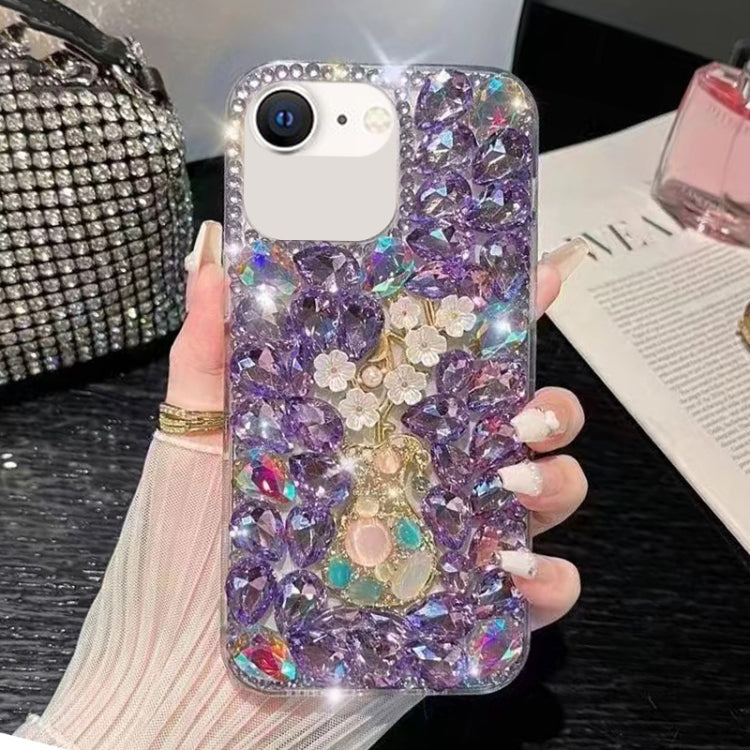 Plum Blossom Handmade Diamond Inlay PC Phone Case, For iPhone 12 mini, For iPhone 11 Pro Max, For iPhone 11, For iPhone 11 Pro, For iPhone XR, For iPhone XS Max, For iPhone SE 2022 /  7 / 8, For iPhone X / XS, For iPhone 7 Plus / 8 Plus