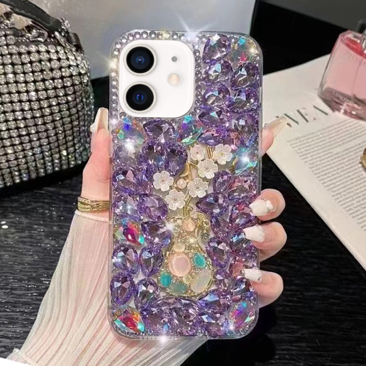 Plum Blossom Handmade Diamond Inlay PC Phone Case, For iPhone 12 mini, For iPhone 11 Pro Max, For iPhone 11, For iPhone 11 Pro, For iPhone XR, For iPhone XS Max, For iPhone SE 2022 /  7 / 8, For iPhone X / XS, For iPhone 7 Plus / 8 Plus