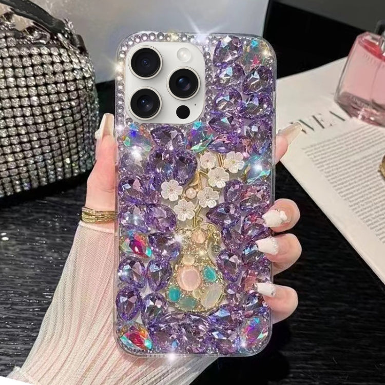 Plum Blossom Handmade Diamond Inlay PC Phone Case, For iPhone 12 mini, For iPhone 11 Pro Max, For iPhone 11, For iPhone 11 Pro, For iPhone XR, For iPhone XS Max, For iPhone SE 2022 /  7 / 8, For iPhone X / XS, For iPhone 7 Plus / 8 Plus