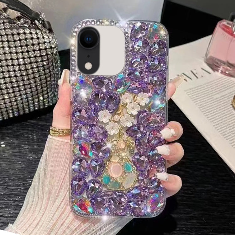 Plum Blossom Handmade Diamond Inlay PC Phone Case, For iPhone 12 mini, For iPhone 11 Pro Max, For iPhone 11, For iPhone 11 Pro, For iPhone XR, For iPhone XS Max, For iPhone SE 2022 /  7 / 8, For iPhone X / XS, For iPhone 7 Plus / 8 Plus