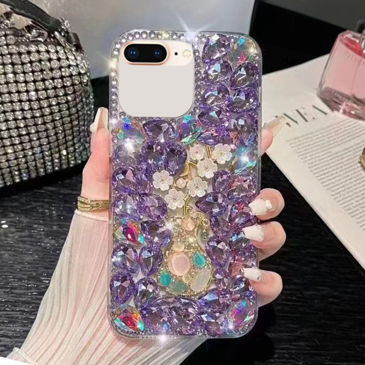 Plum Blossom Handmade Diamond Inlay PC Phone Case, For iPhone 12 mini, For iPhone 11 Pro Max, For iPhone 11, For iPhone 11 Pro, For iPhone XR, For iPhone XS Max, For iPhone SE 2022 /  7 / 8, For iPhone X / XS, For iPhone 7 Plus / 8 Plus