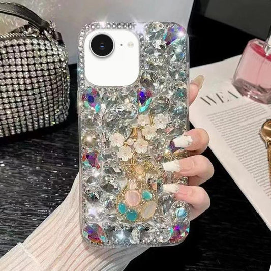 Plum Blossom Handmade Diamond Inlay PC Phone Case, For iPhone 16e, For iPhone 16 Pro Max, For iPhone 16 Pro, For iPhone 16 Plus, For iPhone 16, For iPhone 15 Pro Max, For iPhone 15 Pro, For iPhone 15 Plus, For iPhone 15, For iPhone 14 Plus